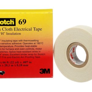 3M™ Glass Cloth Electrical Tape 69, 3/4 in x 66 ft, White