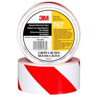 3M™ Safety Stripe Vinyl Tape 767, Red/White, 2 in x 36 yd